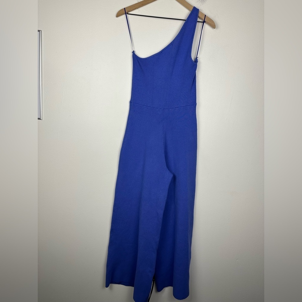 Free People Beach Waverly Ribbed One Shoulder Sweater Wide Leg Jumpsuit‎ Sz L - Picture 6 of 8